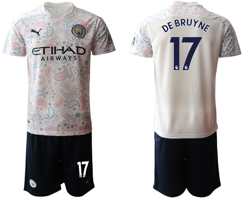 Men 2020-2021 club Manchester City away #17 white Soccer Jerseys